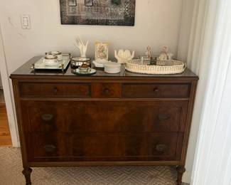 Antique dresser set (1/2) with glass top