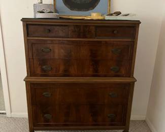 Antique Dresser Set 2/2 with Glass Top