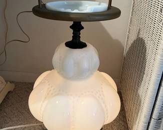Vintage Milk Glass Ashtray Lamp