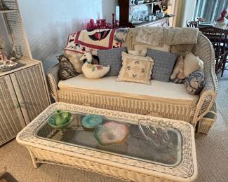 Antique wicker sofa and antique wicker coffee table