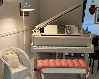 Antique Lyon & Healy White Baby Grand Piano - FREE!  It is playable and all keys work fine! We have the history of this piano documented