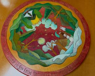 Wood carved lazy Susan on dinning table