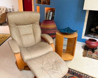 Fjords leather chair and ottoman