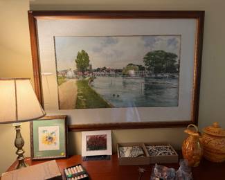 Large Florian Lawton watercolor