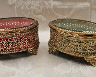 Pr. Brass Filigree Trinket / Jewelry Boxes
