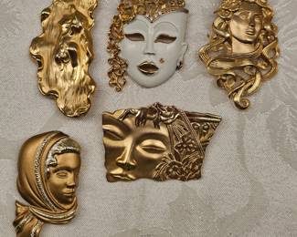 Art Nouveau Lady Brooches