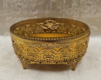Brass Filigree Jewelry Box