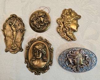 Art Nouveau Lady Brooches