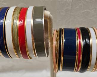 Lot Enamel Bangles Trifari, Monet, etc.