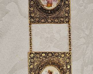 Brass Framed Victorian Porcelain Cameos