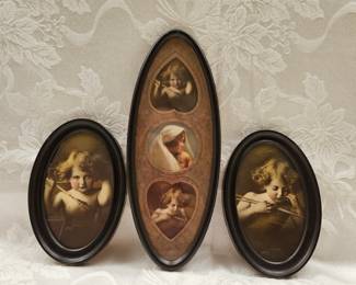Antique Prints in Oval Frames