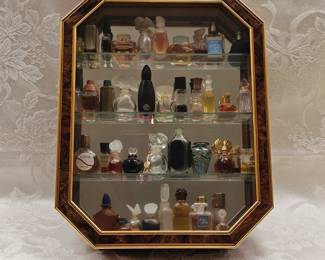 Wall Mount Display Cabinet W/ Perfume Miniatures