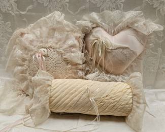 Fancy Boudoir Silk Satin & Lace Pillows