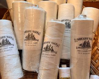 vintage large spools of Scotland Square linen flax yarn