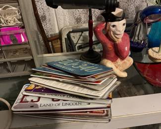 License plates, desk lamps, charms & miscellaneous 