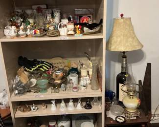Vintage bells, pitchers, vases, lamps & assorted knick knacks