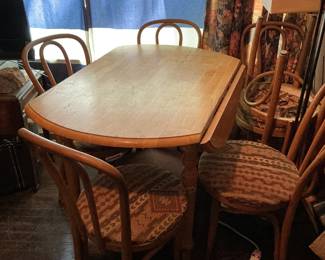 Kitchen/Dining Table and six Chairs - Art Deco Lamp