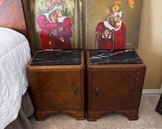 Antique night stands with marble tops