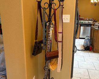 Purses, belts, hat rack