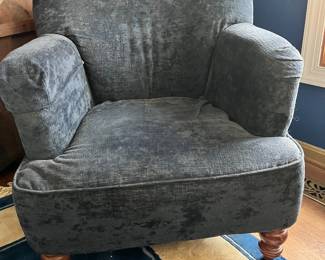 1 of pair navy upholstered chairs