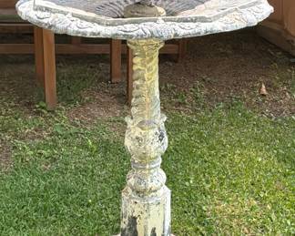 outdoor antique birdbath