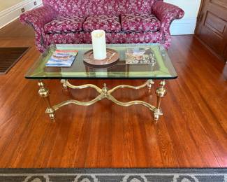 1970s vintage Hollywood Regency style solid brass coffee table-very heavy! with 3/4" glass top.