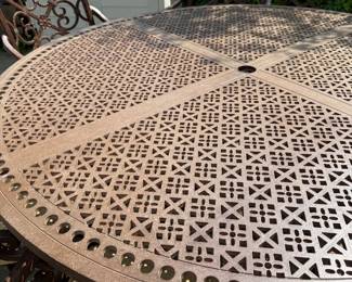 outdoor dining table close up