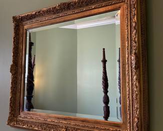 Very heavy, well-made Carolina gold gilt mirror w/beveled glass