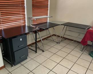 “Origami” desk (left)35x23x30 & L shaped desk-58x57x24x29