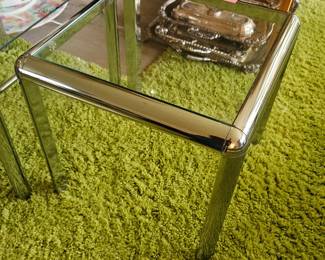 MCM glass metal side table