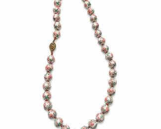 Chinese red & green porcelain beads