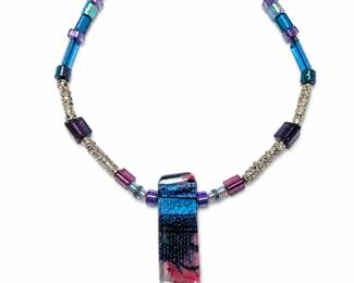 Rectangular glass bead, silver and glass spacers925