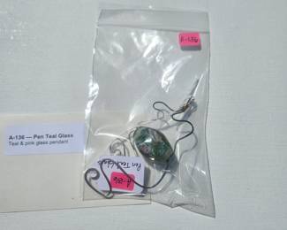 Teal & pink glass pendant