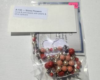 Coral & pink beads with pearls & silver spacers