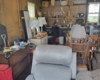 Recliner, garage tools