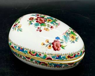 Coalport Ming Rose pattern bone china egg trinket box