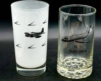 (2) Vintage Aviation Drinking Glasses