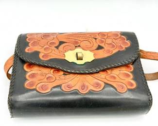 Mexican Hand-Tooled Leather Purse — Vintage