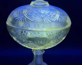 Huge glass Lidded Compote Dish