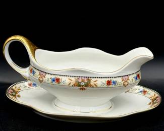 vintage CT Altwasser Silesia porcelain gravy boat With Attached Underplate