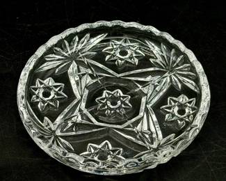 (6) vintage Anchor Hocking Early American Prescut (EAPC) Star of David clear glass coasters