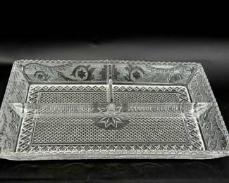vintage Duncan & Miller No. 41 "Sandwich" three-section rectangular celery and relish tray