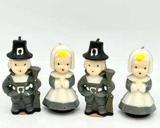 (4) Vintage Pilgrim Thanksgiving Candles