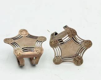 (2) “Sterling” Stamped antique Victorian-era metal paper clips with floral engraving
