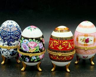 (4) Egg Shaped Trinket Boxes