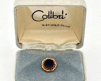 vintage 14k gold-filled Tie Pin With Onyx Stone