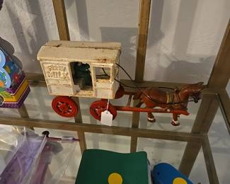 VTG Cast Iron Milk Truck with Horse
