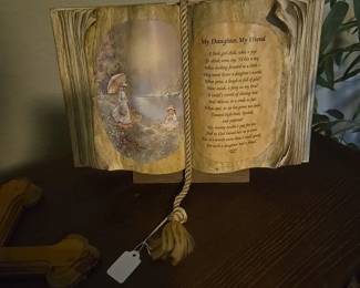Byg Judith Bond "Books of Love" Decoupage book featuring poem "My Daiughter, My Friend" on a wooden stand