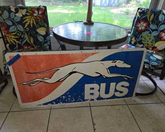 VTG Original Metal Greyhound Bus Station Sign