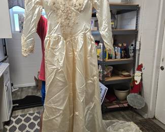 1960's Satin Wedding Dress with Train